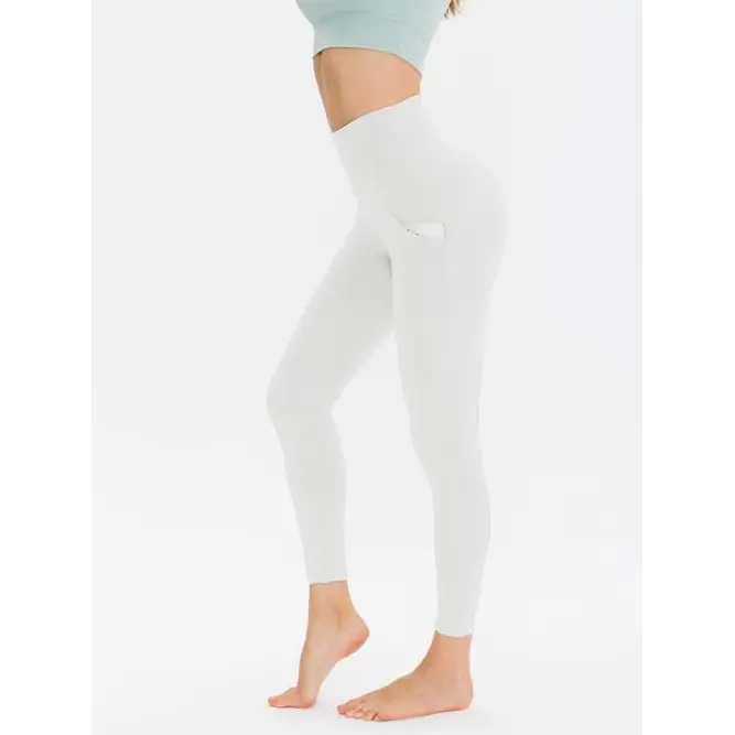 Wide Waistband Sports Leggings - White / S Active Wear